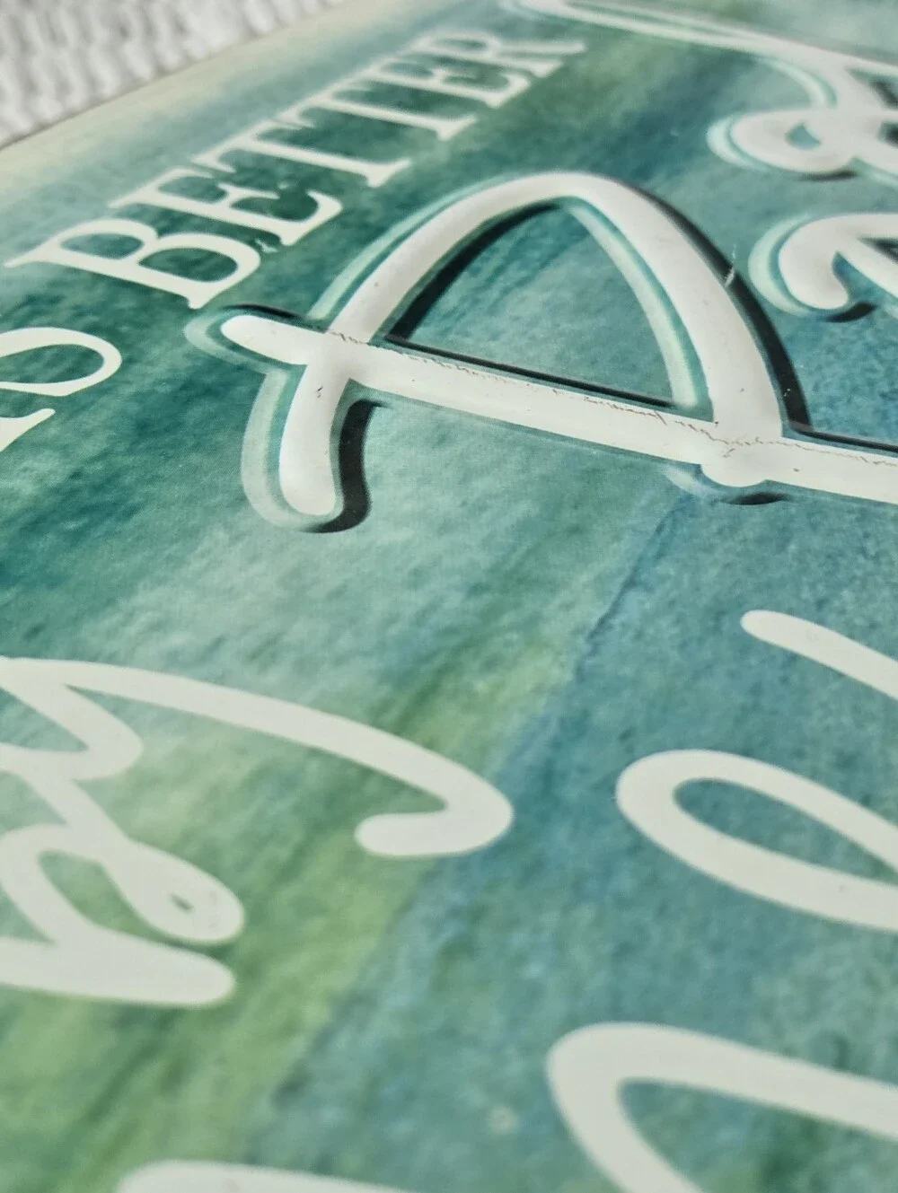 NWT Life Is Better by the Pool Decorative Metal Teal Wall Tabletop Sign